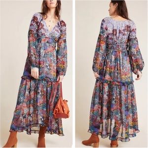 Anthropologie Multicolor Floral Maxi Dress